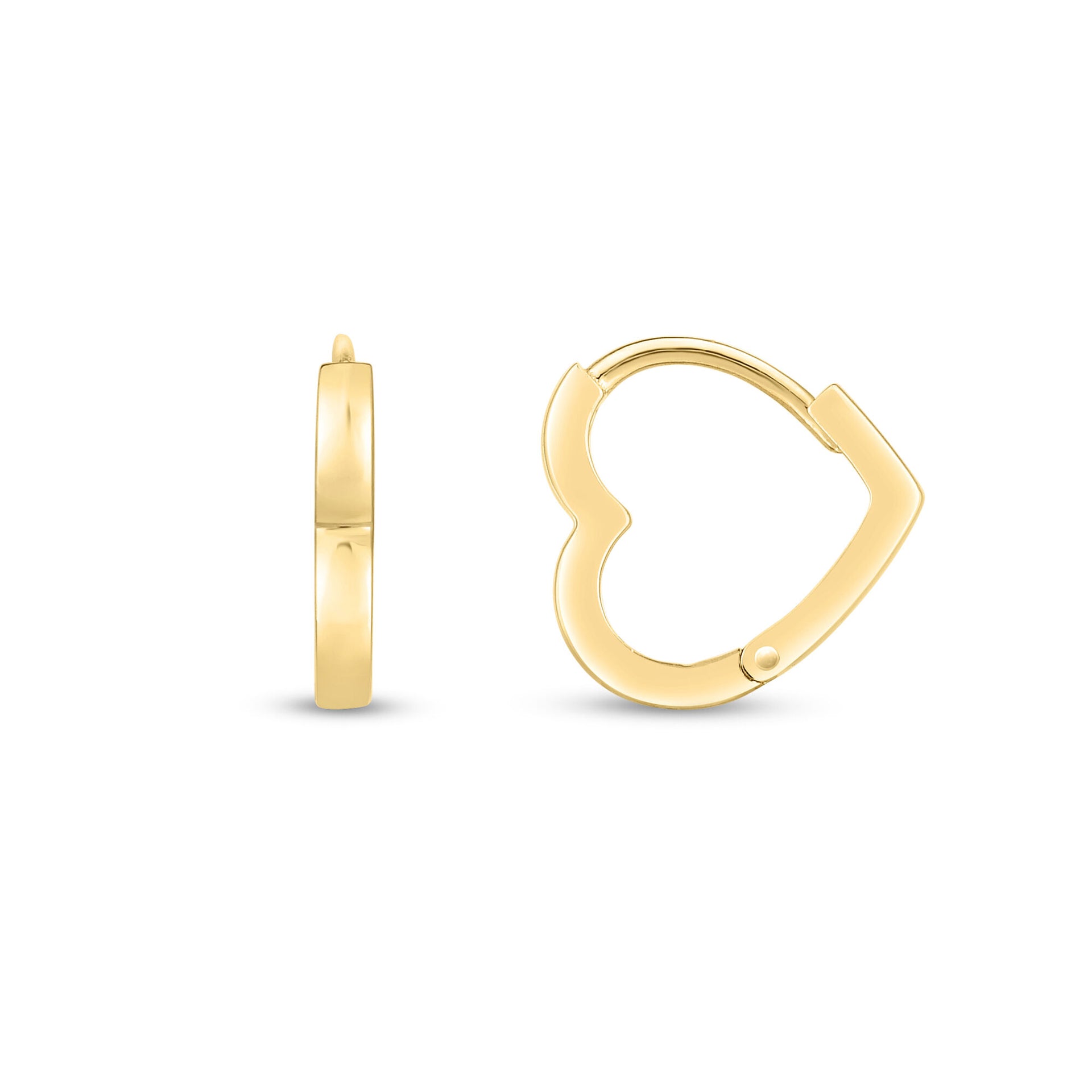 Heart Huggie Earrings in 14K Yellow Gold