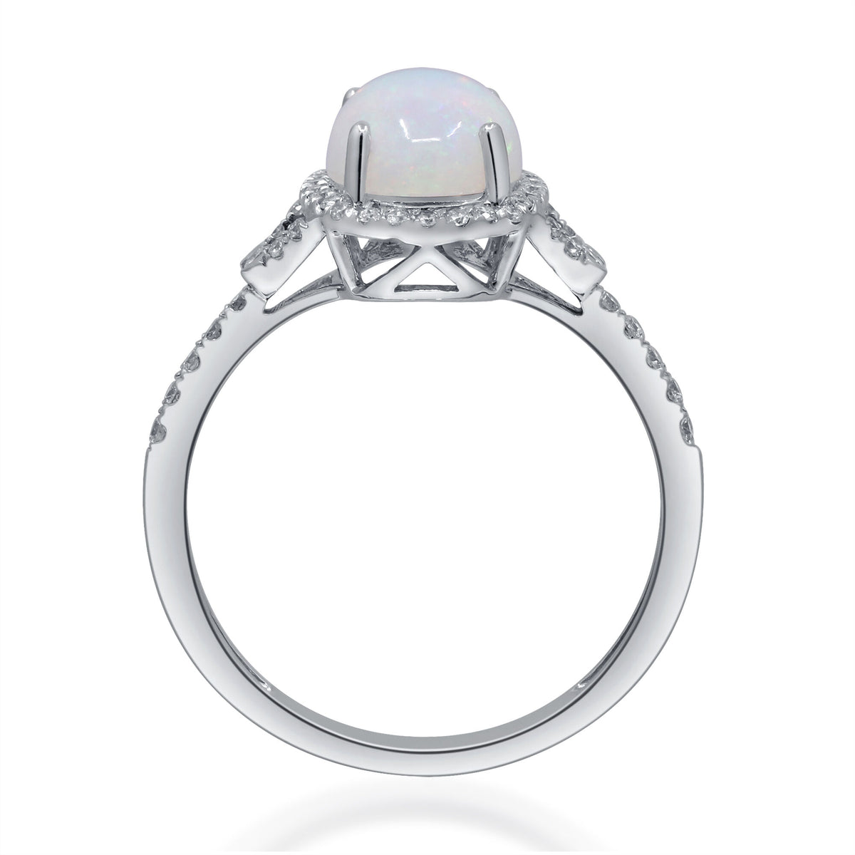 Opal and Diamond Ring in 10K White Gold