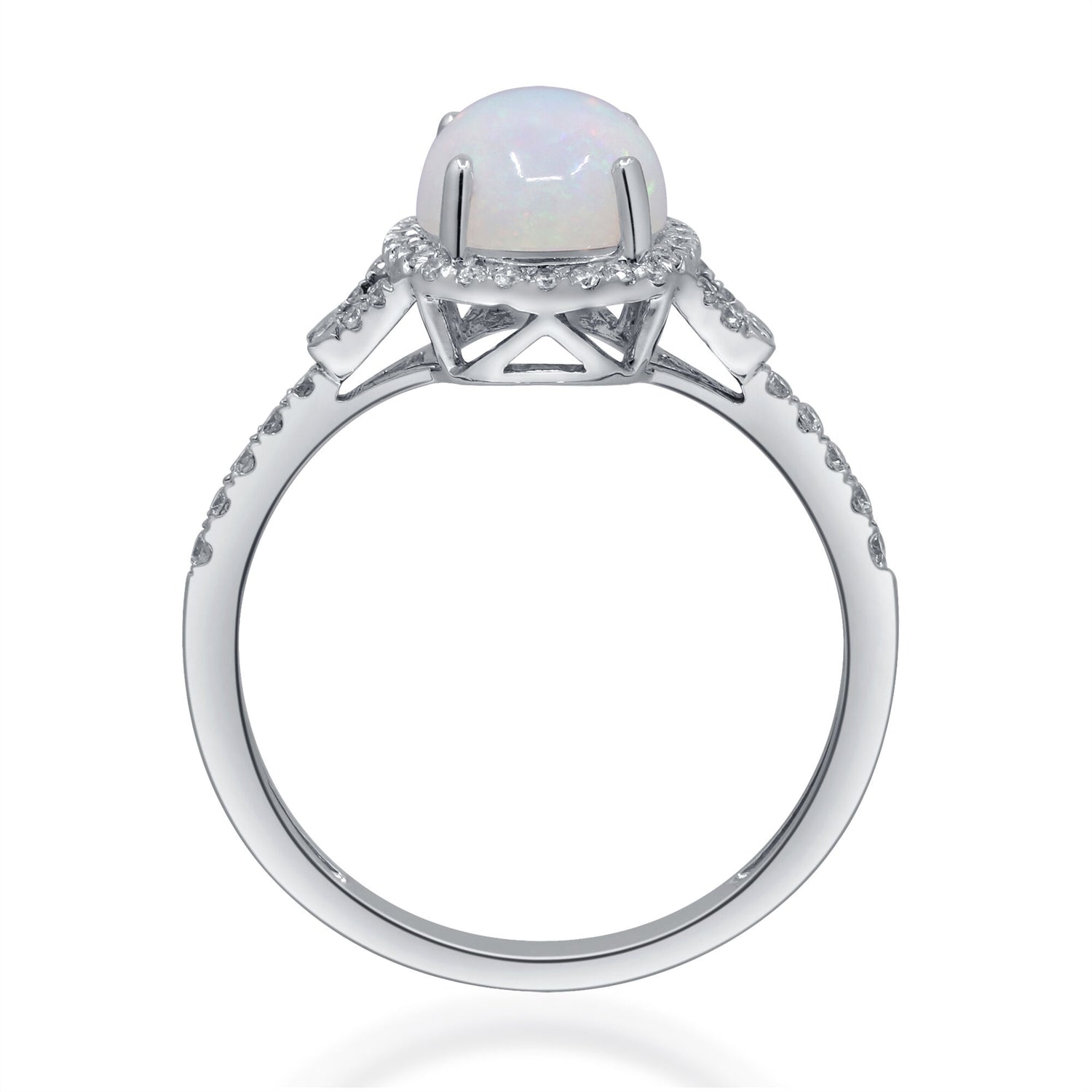 Opal and Diamond Ring in 10K White Gold