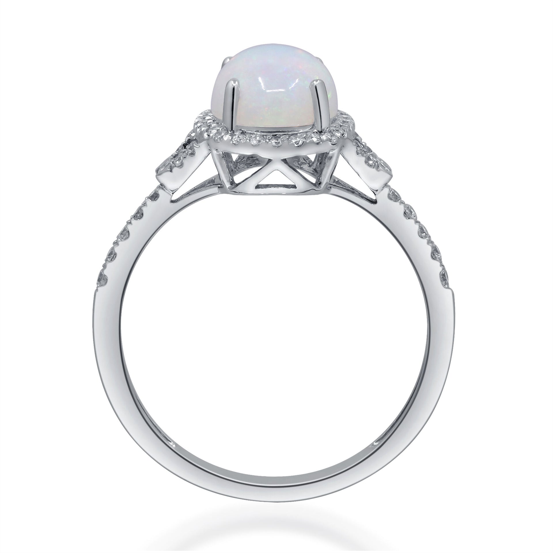Opal and Diamond Ring in 10K White Gold