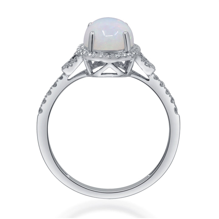 Opal and Diamond Ring in 10K White Gold