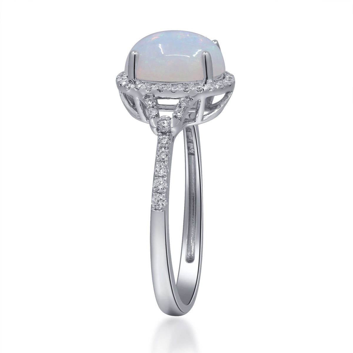 Opal and Diamond Ring in 10K White Gold