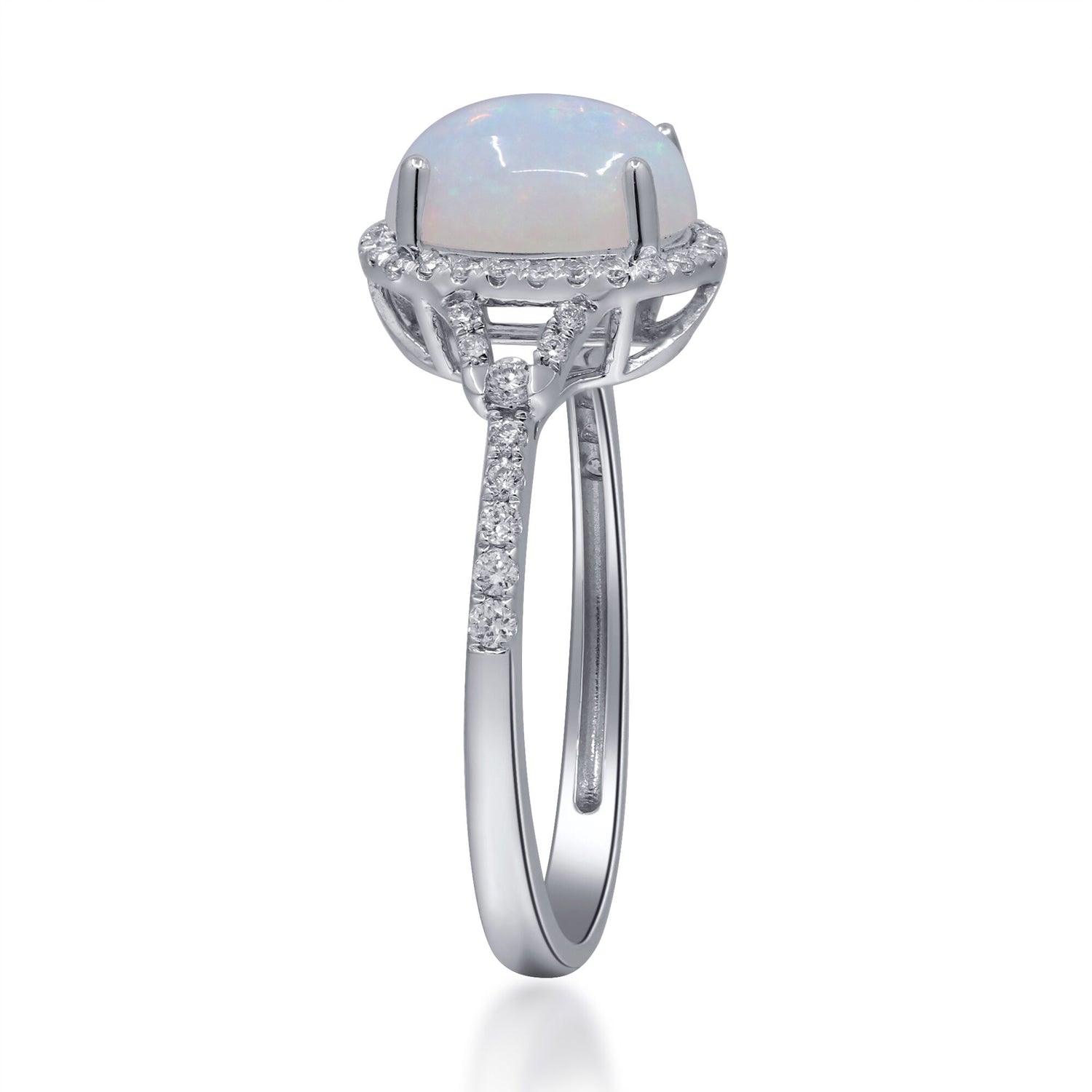 Opal and Diamond Ring in 10K White Gold