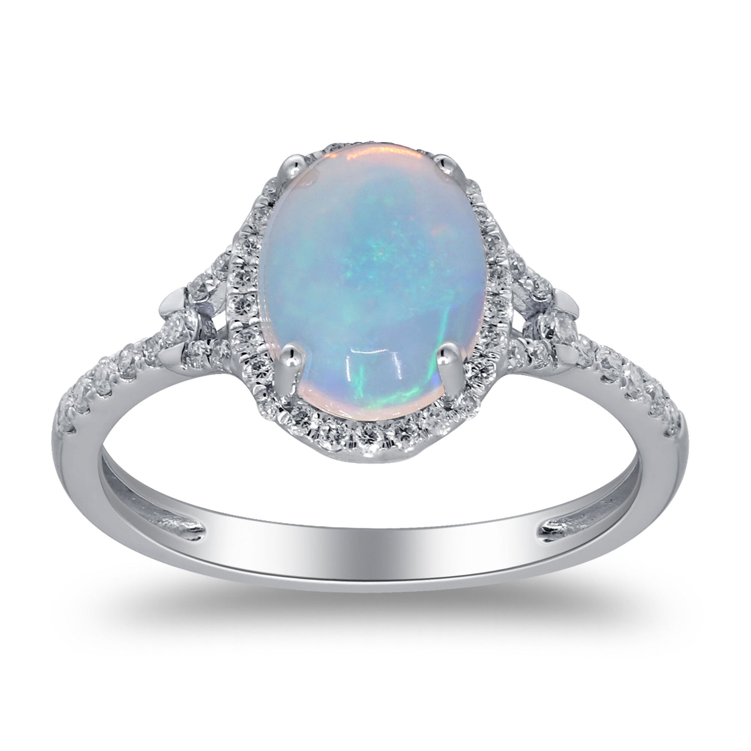 Opal and Diamond Ring in 10K White Gold