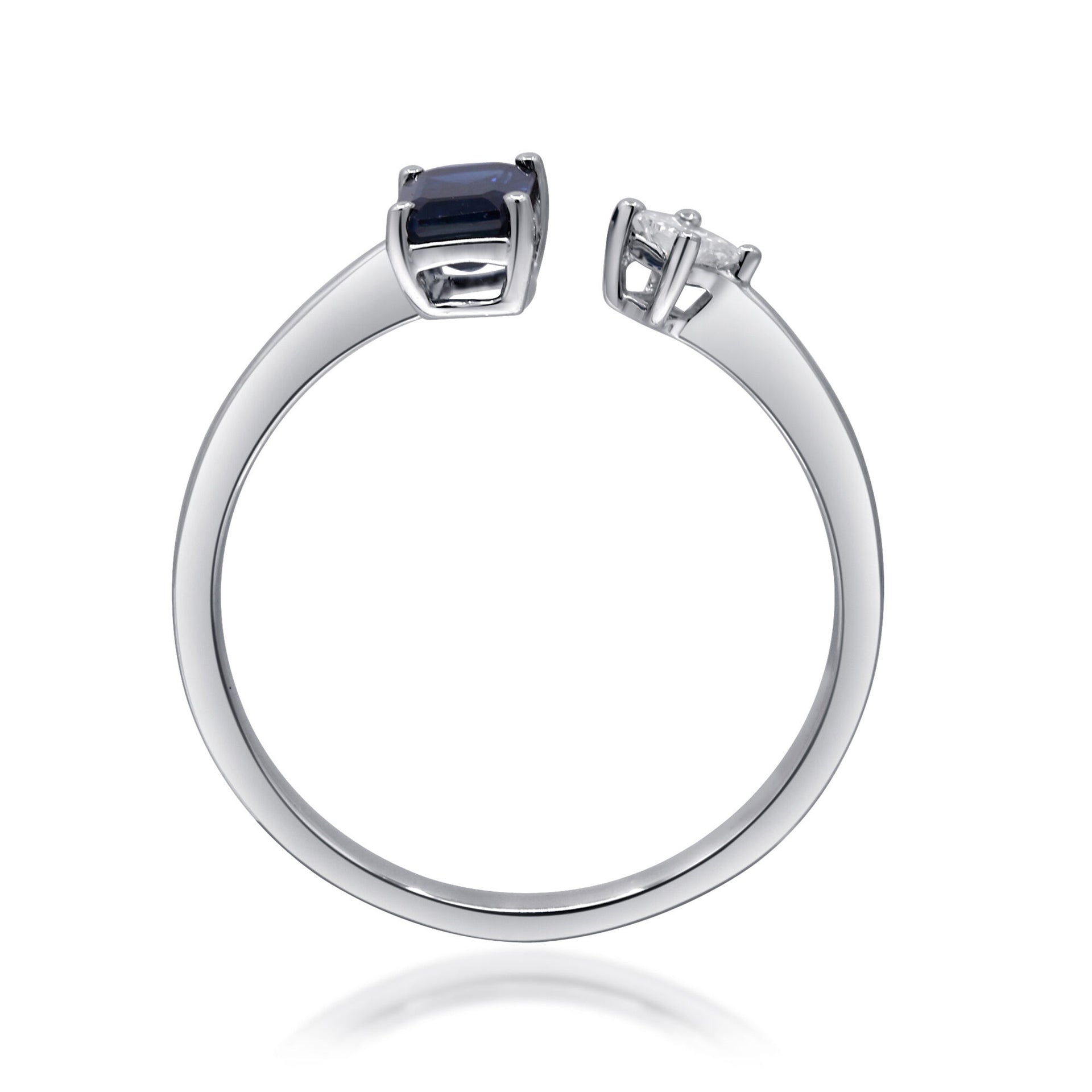 Blue Sapphire Ring with Diamond Accent in 10K White Gold