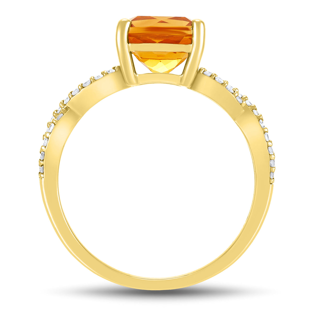 Citrine and Diamond Ring in 10K Yellow Gold