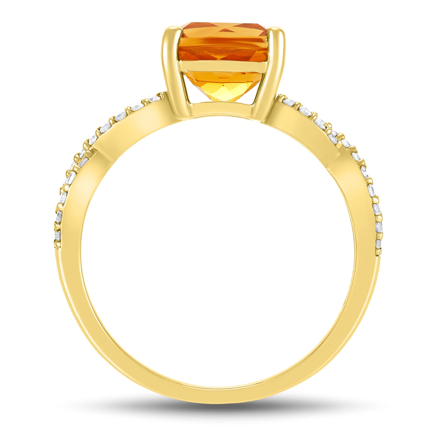 Citrine and Diamond Ring in 10K Yellow Gold