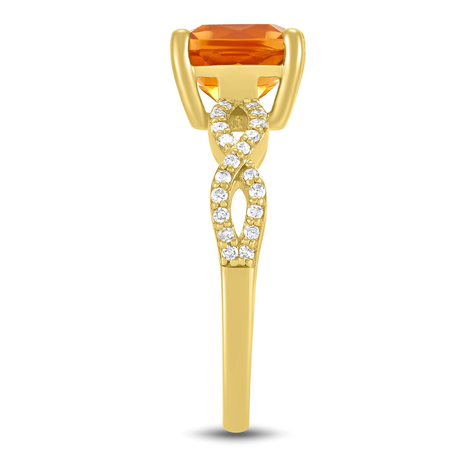 Citrine and Diamond Ring in 10K Yellow Gold