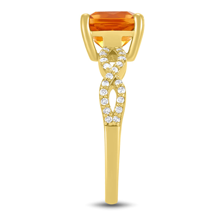 Citrine and Diamond Ring in 10K Yellow Gold