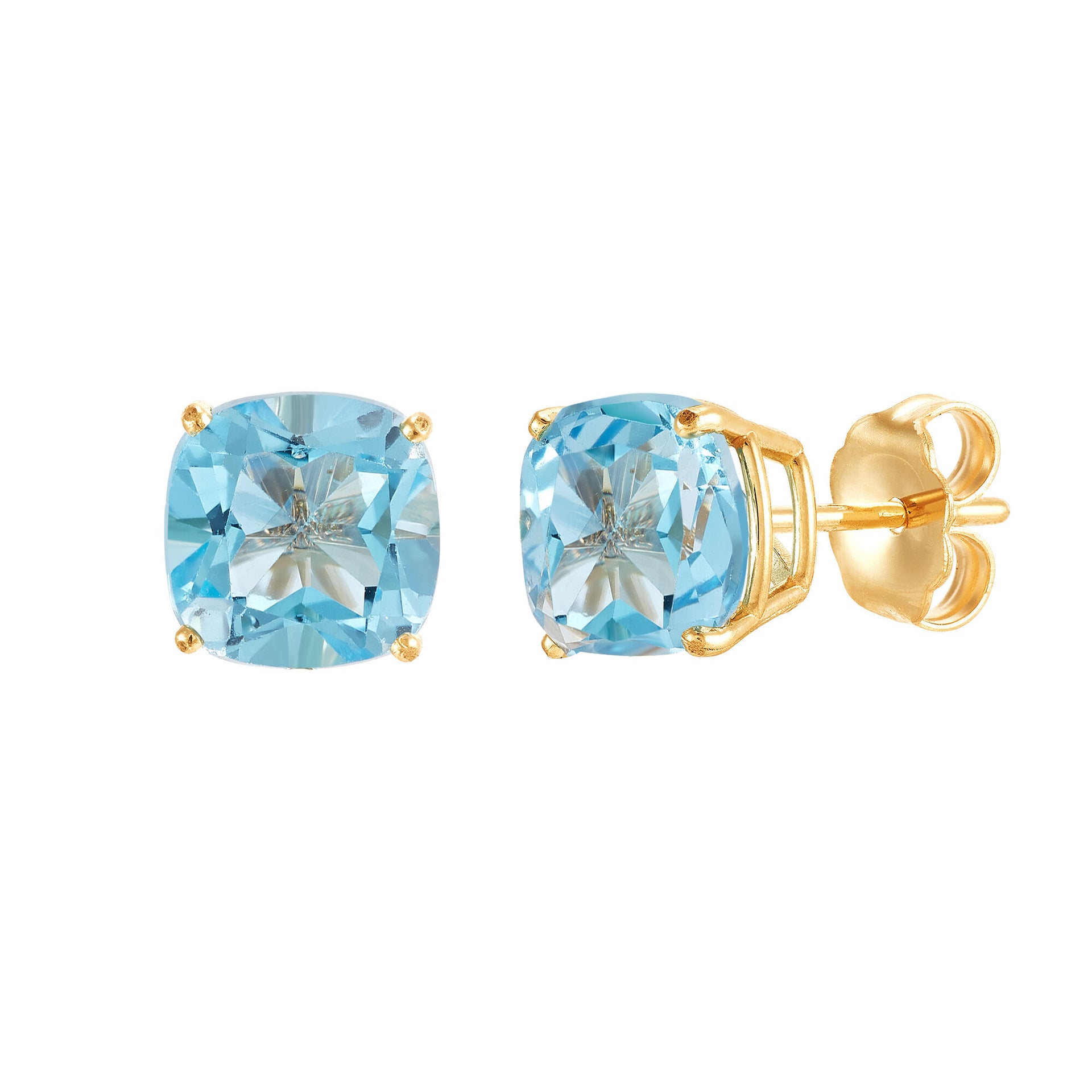 Blue Topaz Stud Earrings in 10K Yellow Gold