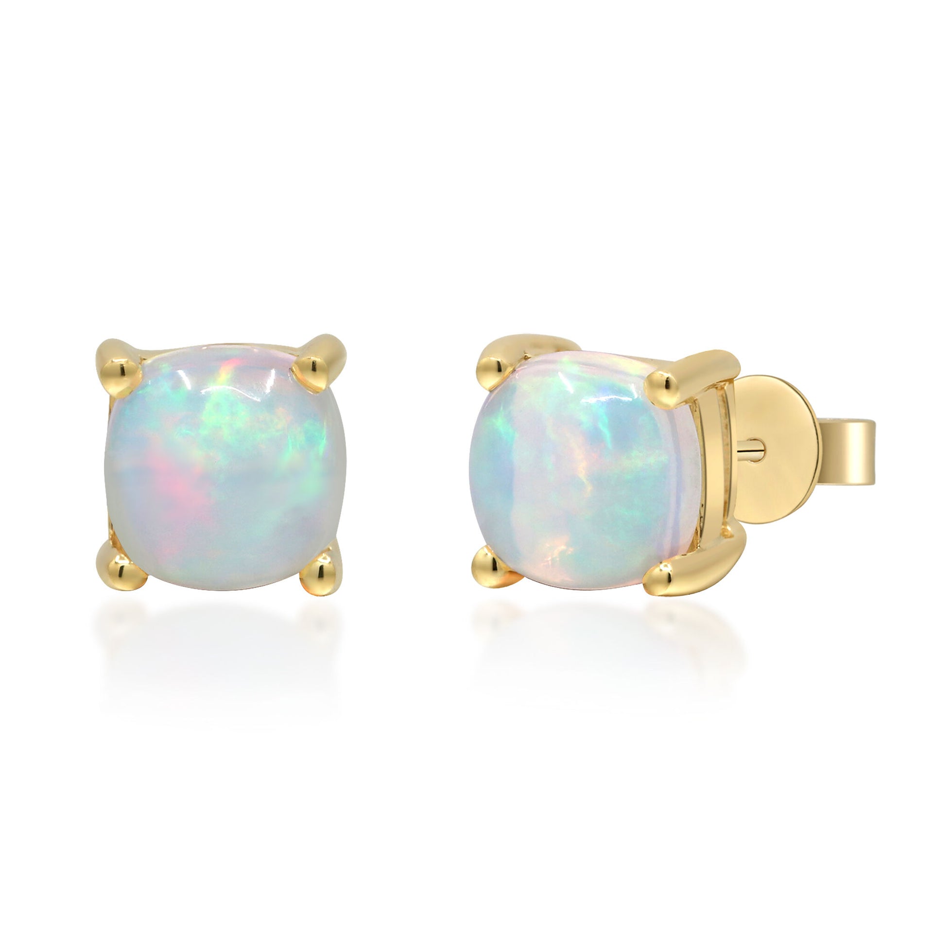 Opal Stud Earrings in 10K Yellow Gold