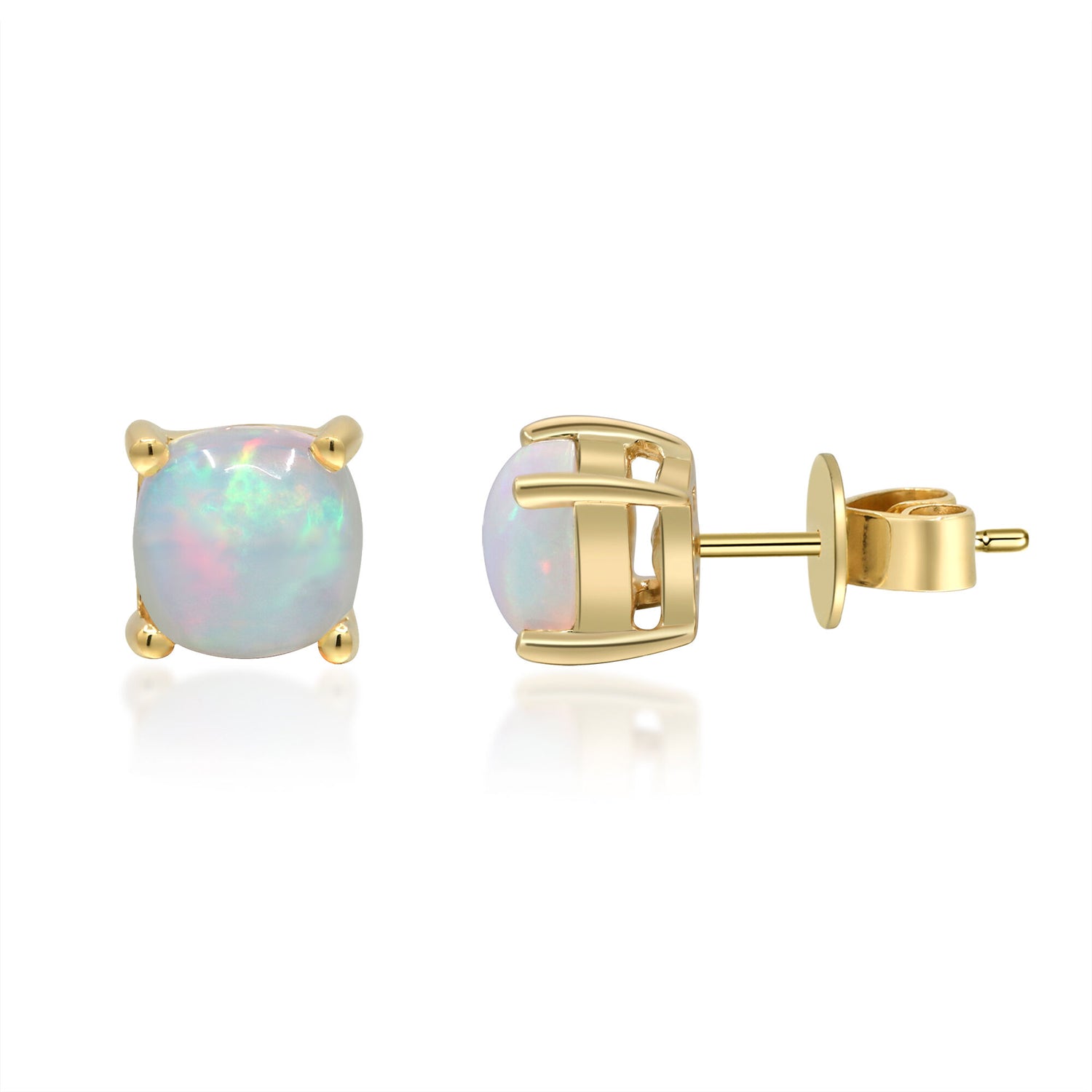 Opal Stud Earrings in 10K Yellow Gold