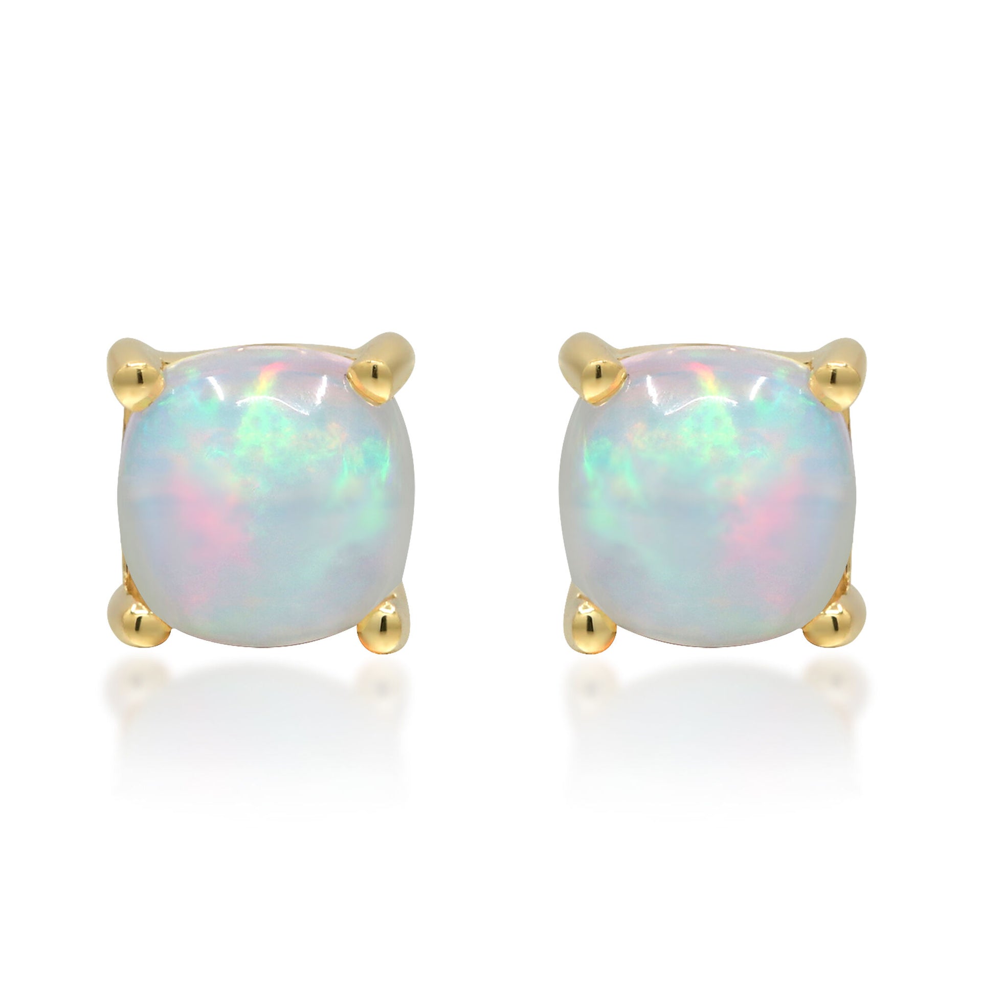 Opal Stud Earrings in 10K Yellow Gold