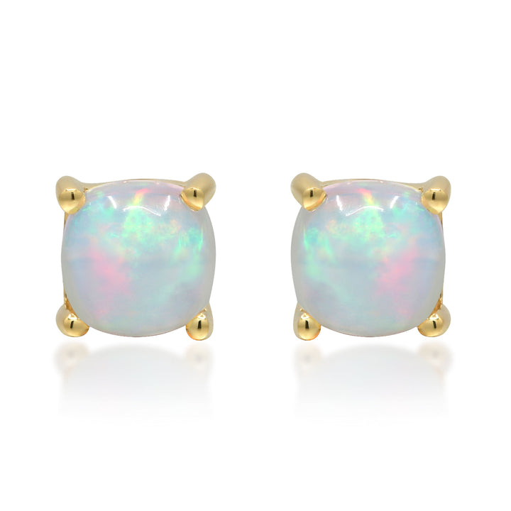 Opal Stud Earrings in 10K Yellow Gold