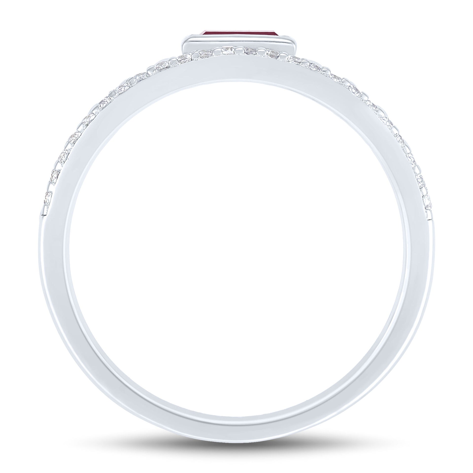 Lab-Created Ruby and Lab-Created White Sapphire Double-Row Stacking Ring