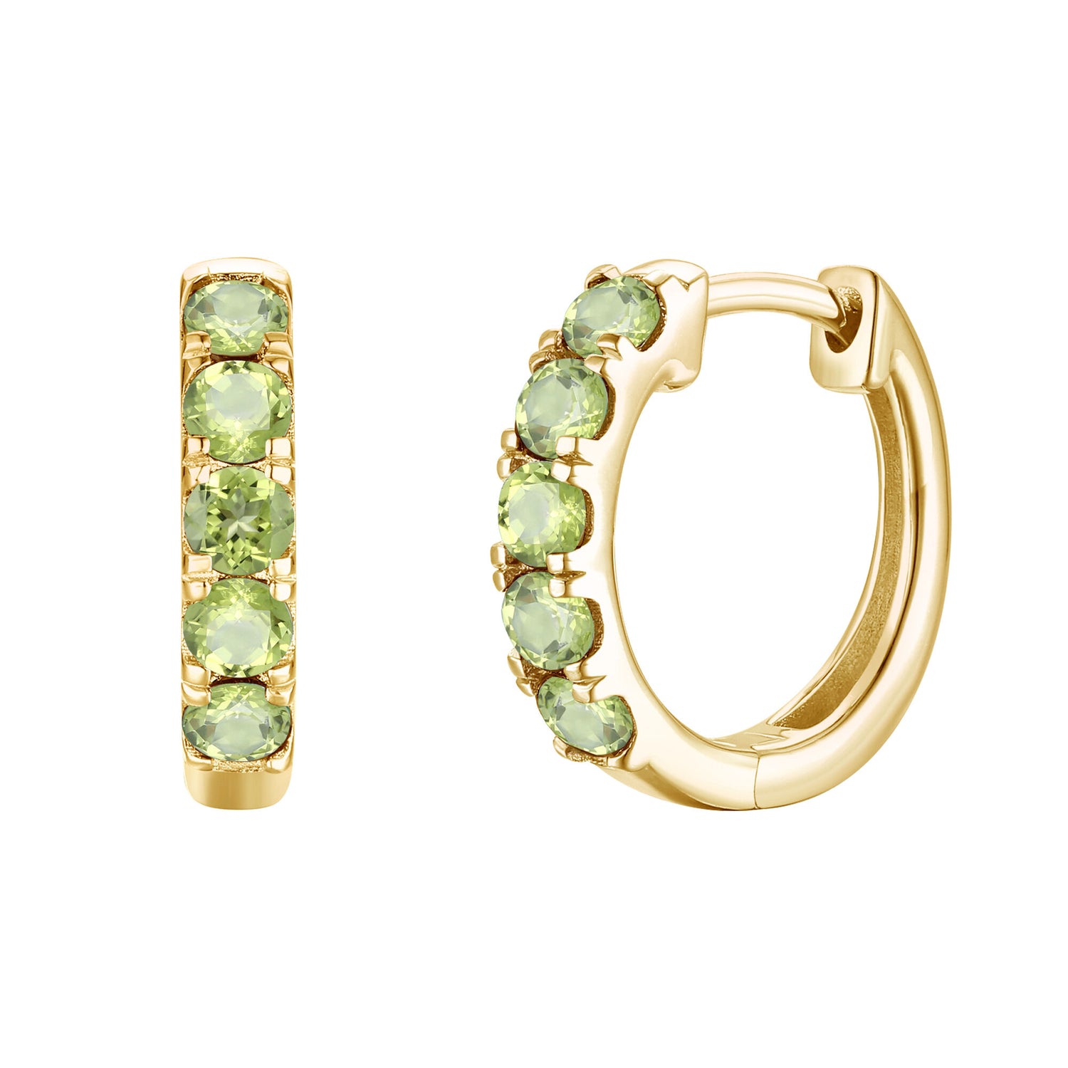 Peridot Hoop Earrings in 10K Yellow Gold