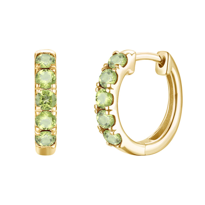 Peridot Hoop Earrings in 10K Yellow Gold