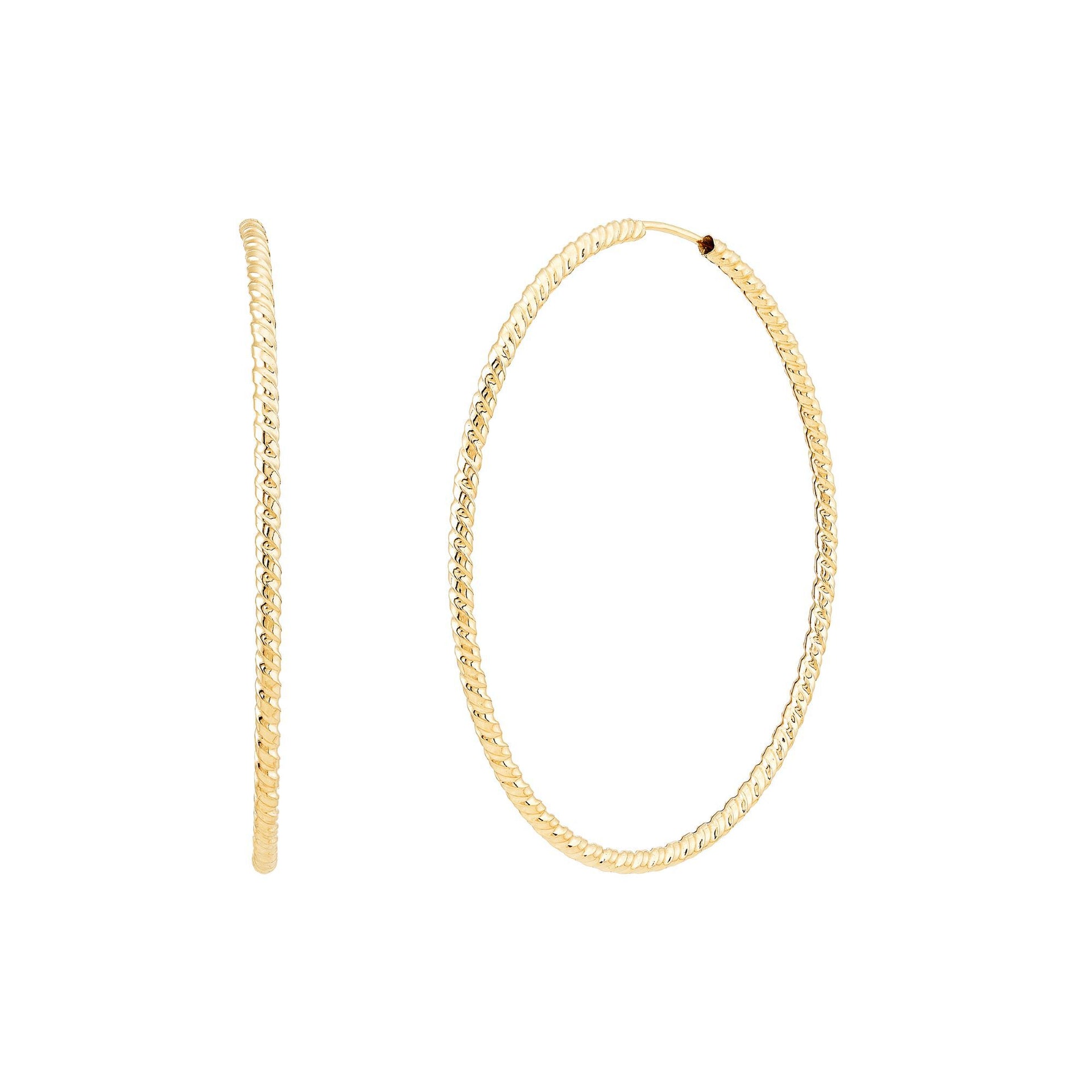 Textured Endless Hoop Earrings in 14K Yellow Gold, 46MM