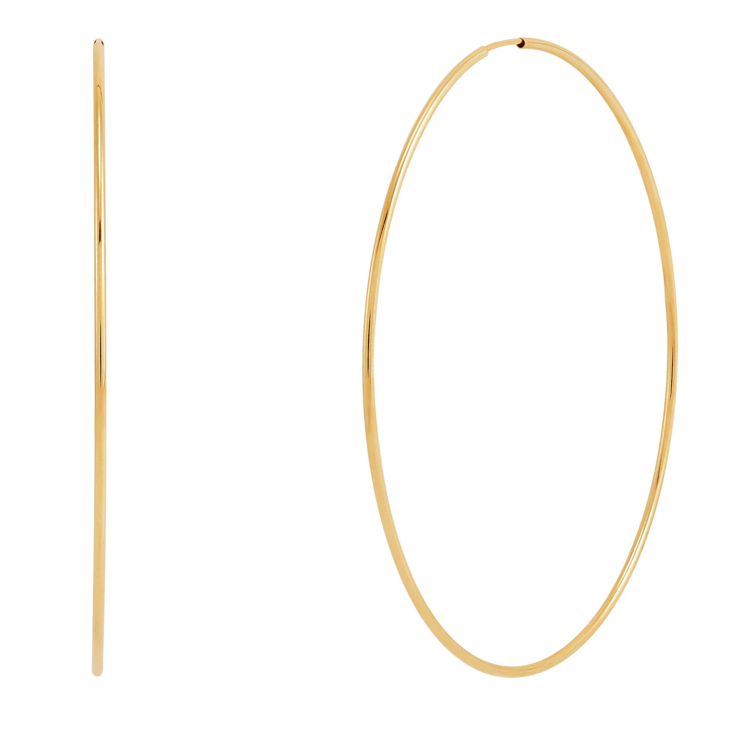 Textured Hoop Earrings in 14K Yellow Gold, 65MM