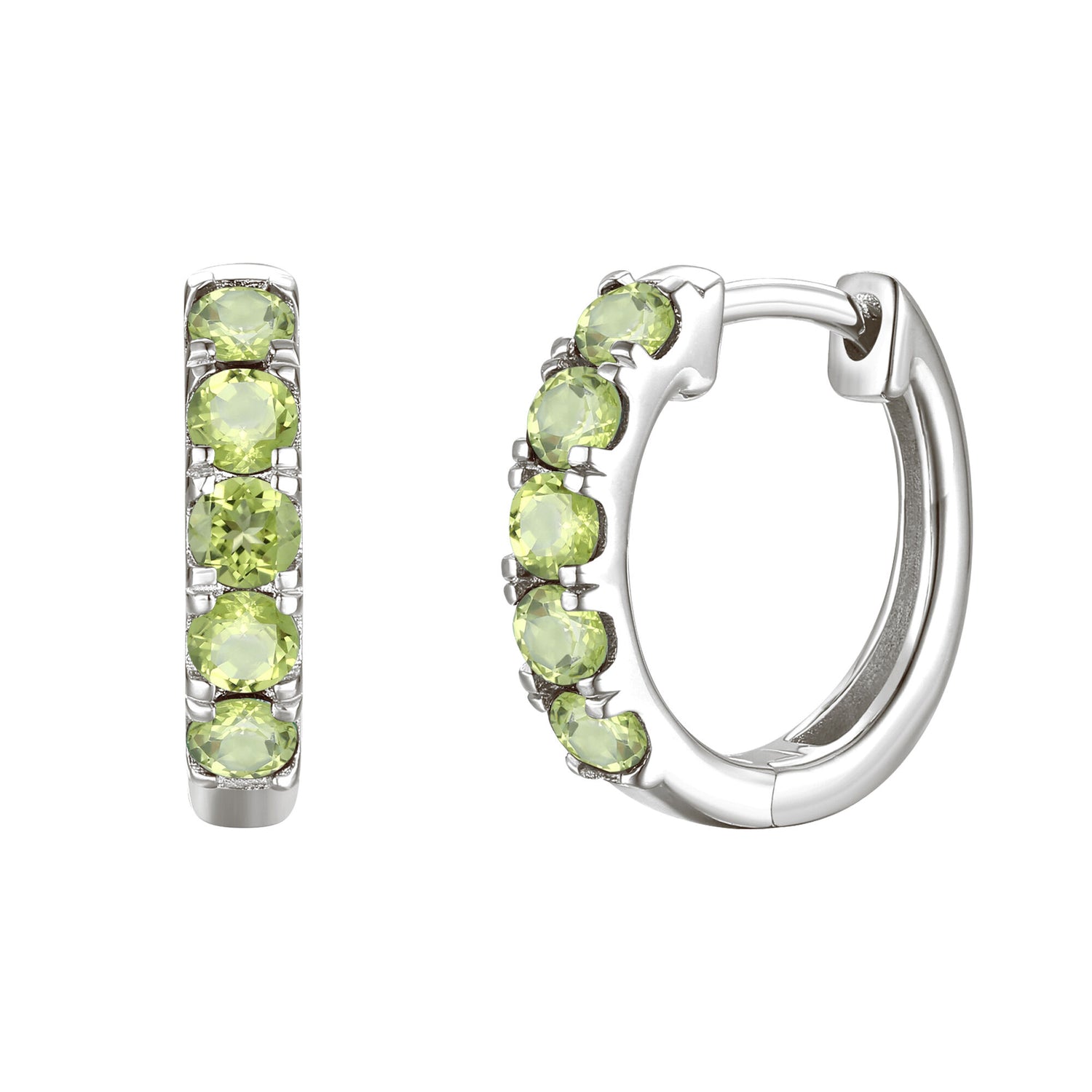 Peridot Hoop Earrings in 10K White Gold