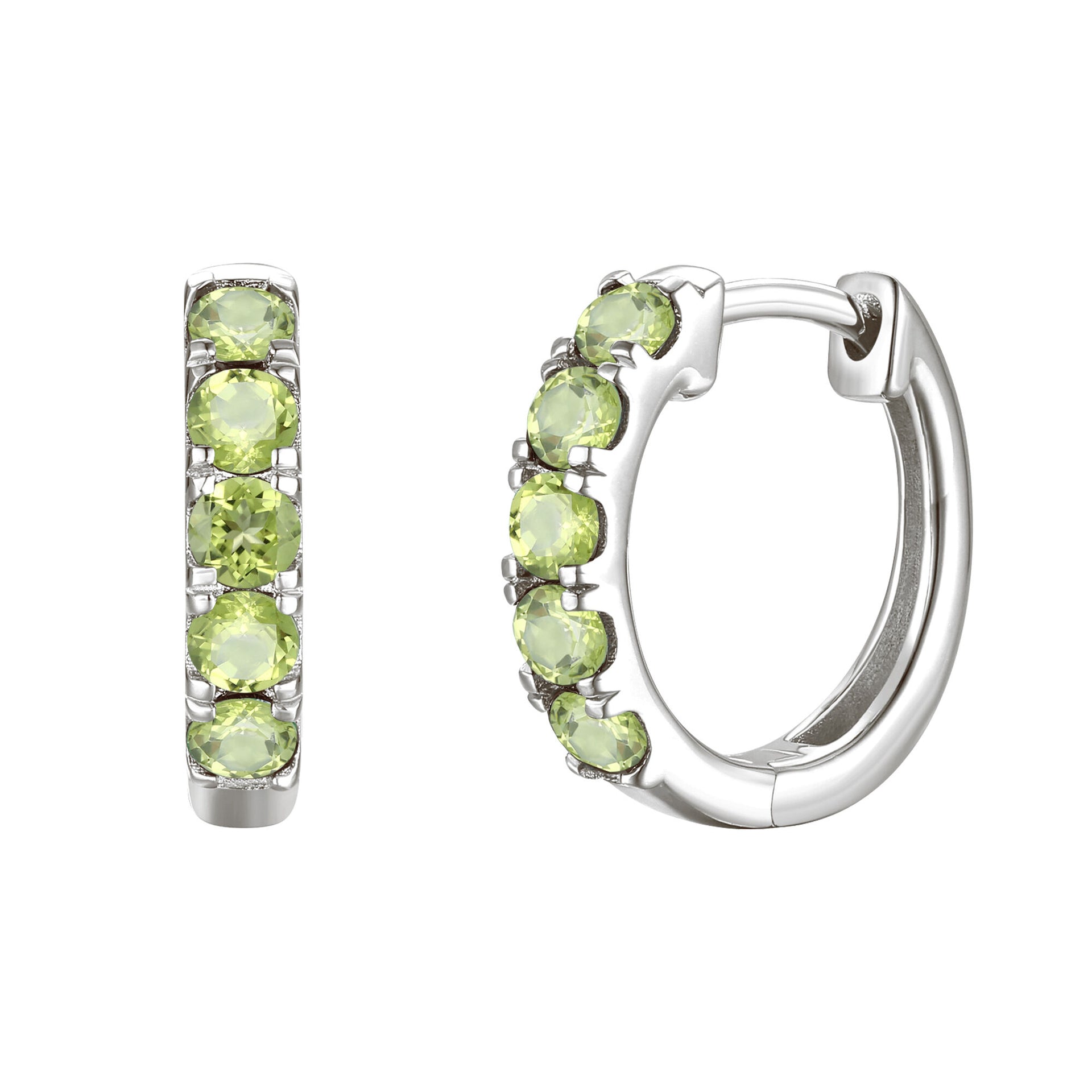 Peridot Hoop Earrings in 10K White Gold