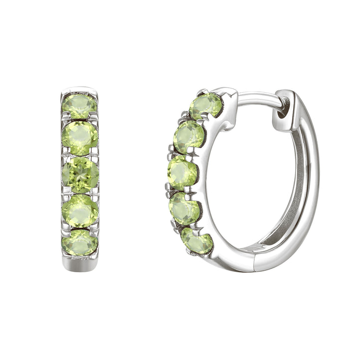 Peridot Hoop Earrings in 10K White Gold