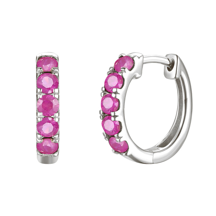 Ruby Hoop Earrings in 10K White Gold