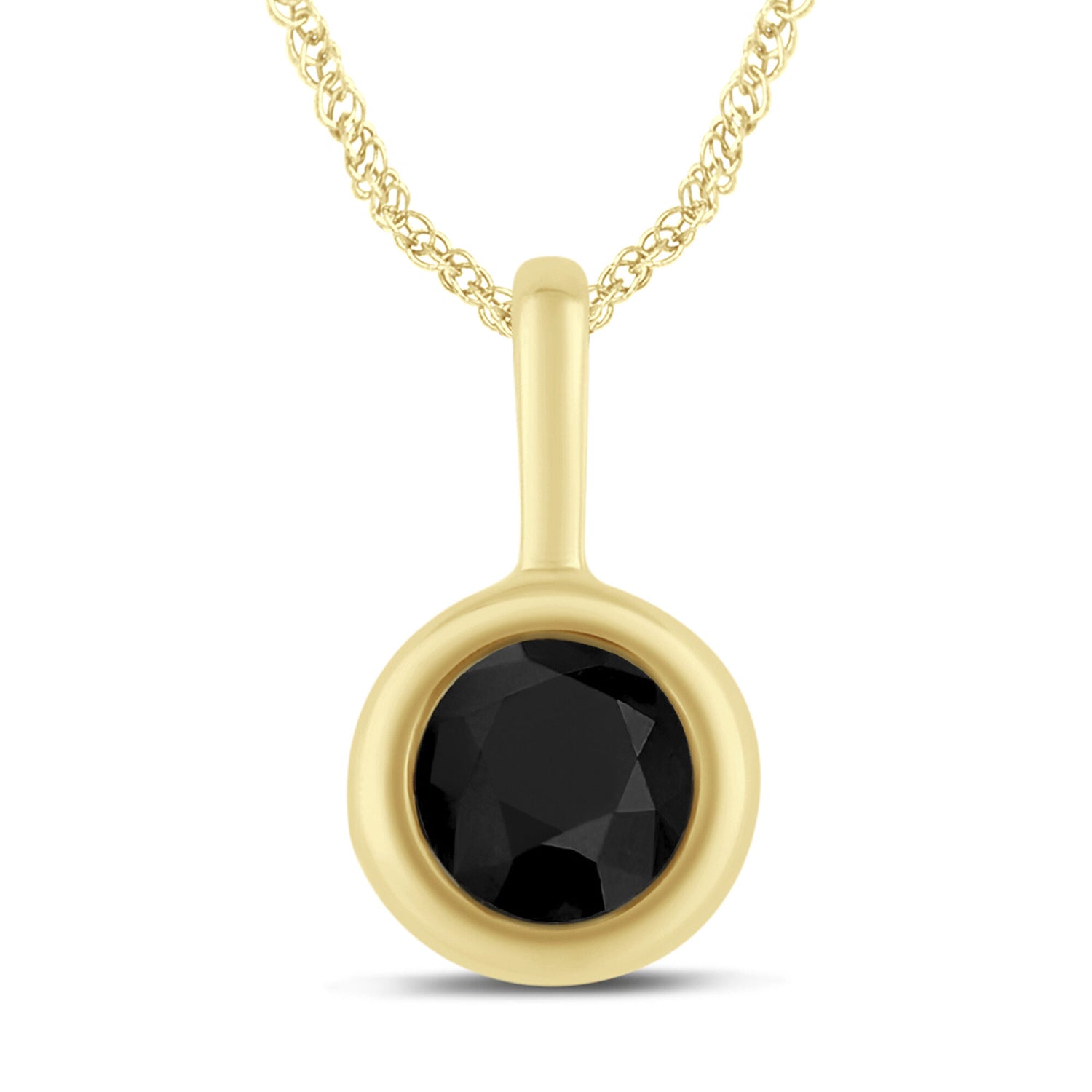 Black Diamond Bezel Pendant in 10K Yellow Gold (1/2 ct. tw.)