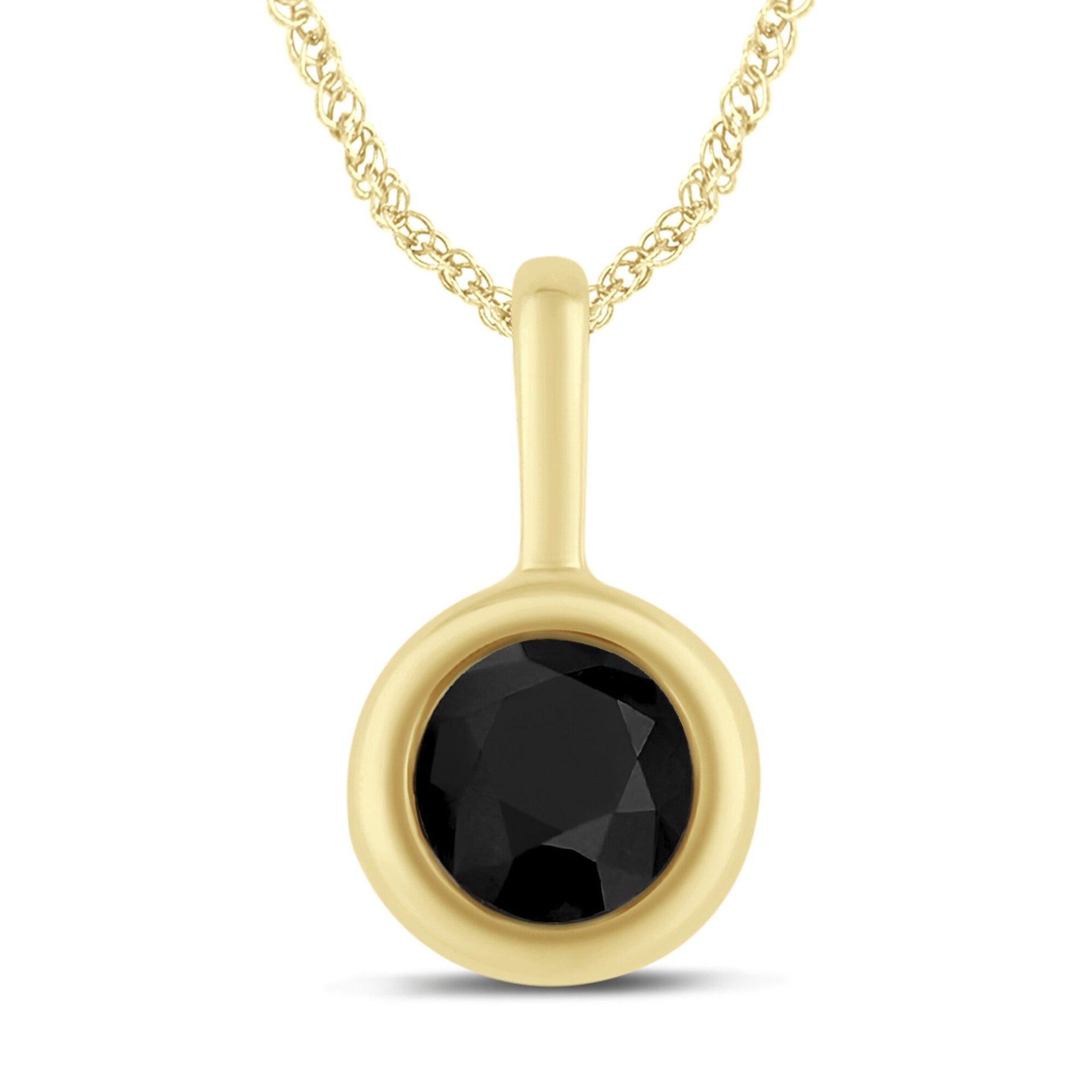 Black Diamond Bezel Pendant in 10K Yellow Gold (1/2 ct. tw.)