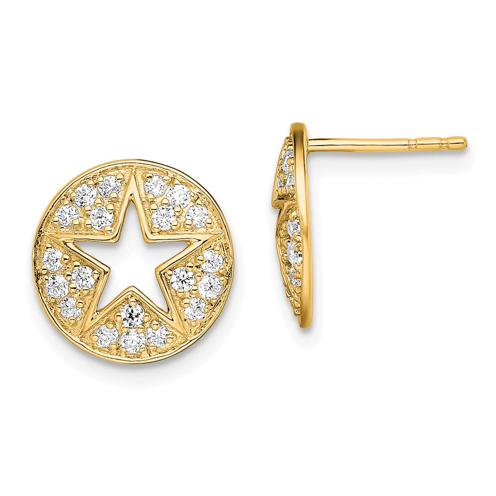 14k Yellow Gold 0.45 CT Lab Grown Diamond Circle Star Stud Earrings VS Clarity G-H Color