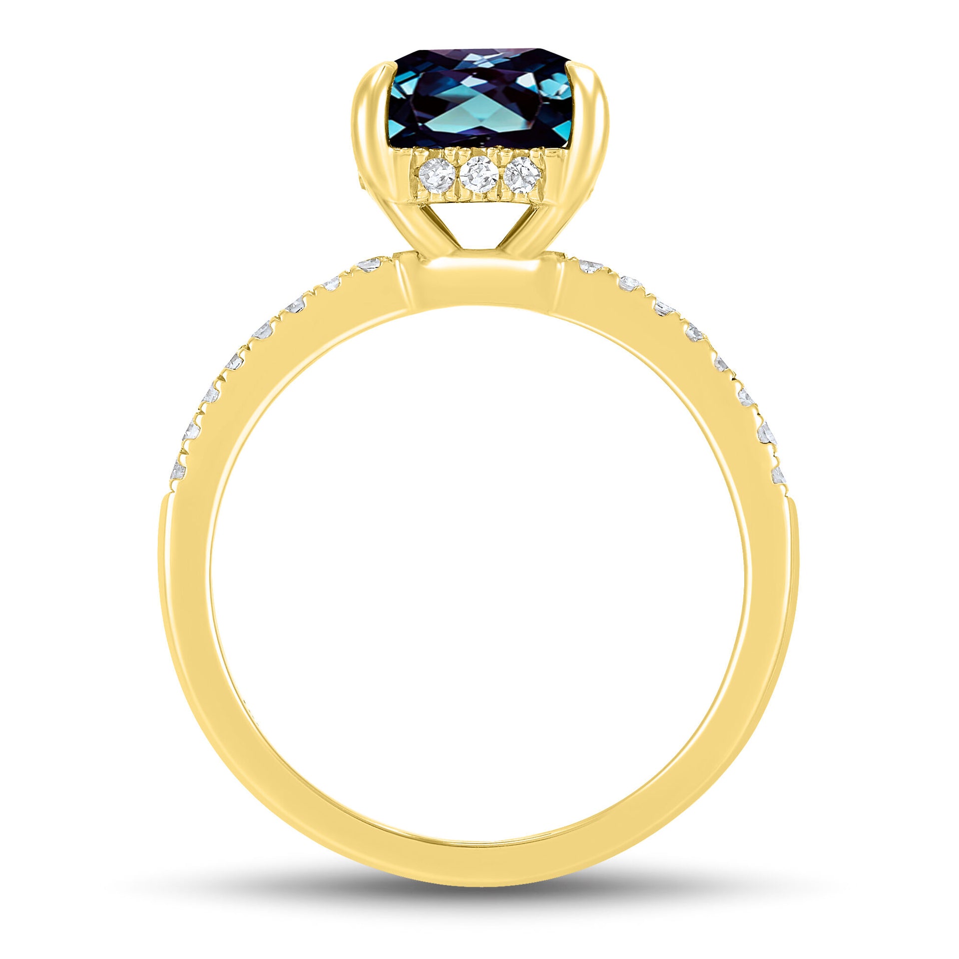 Lab-Created Alexandrite and Diamond Ring in 14K Yellow Gold (1/4 ct. tw.)