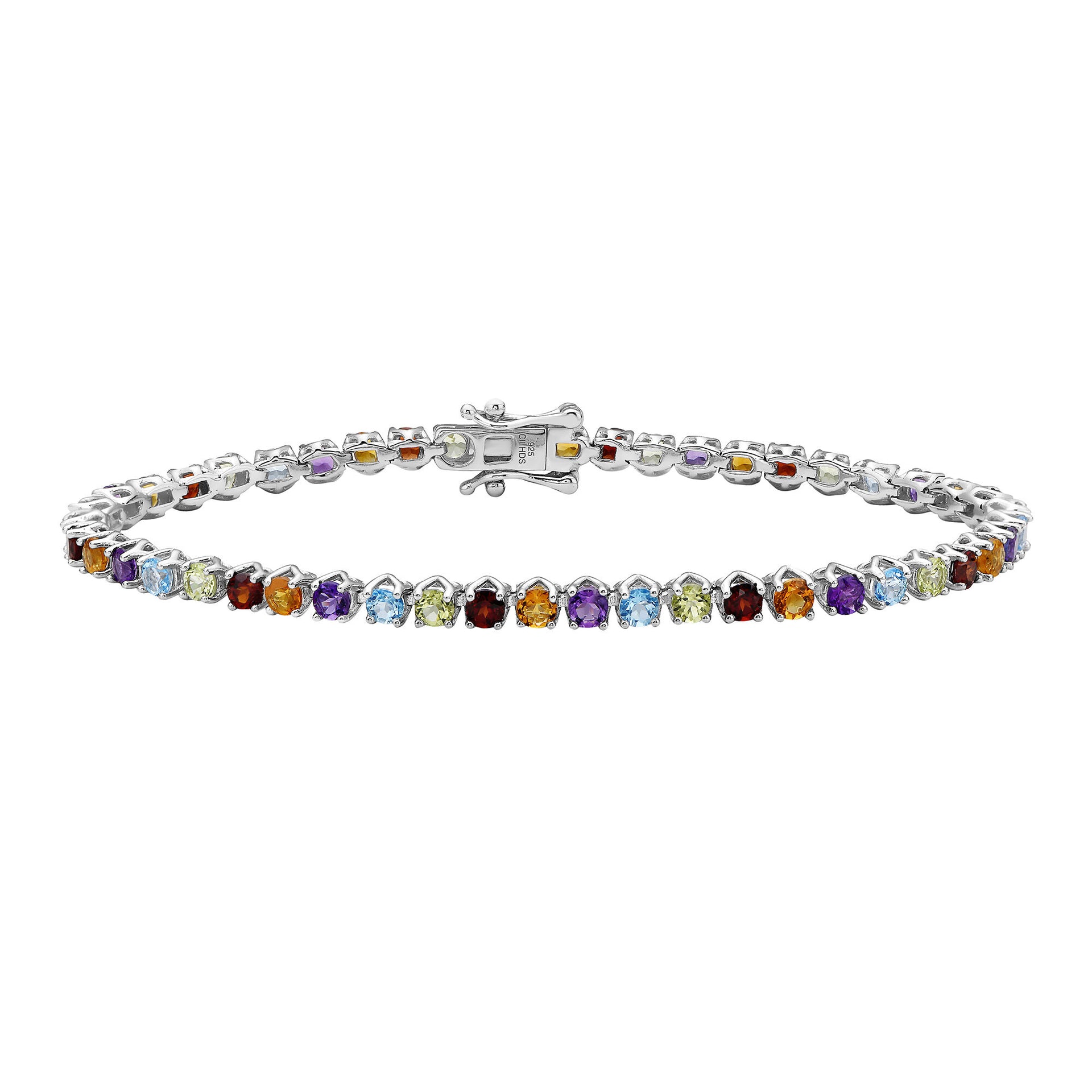 Multi-Gemstone Bracelet in Sterling Silver