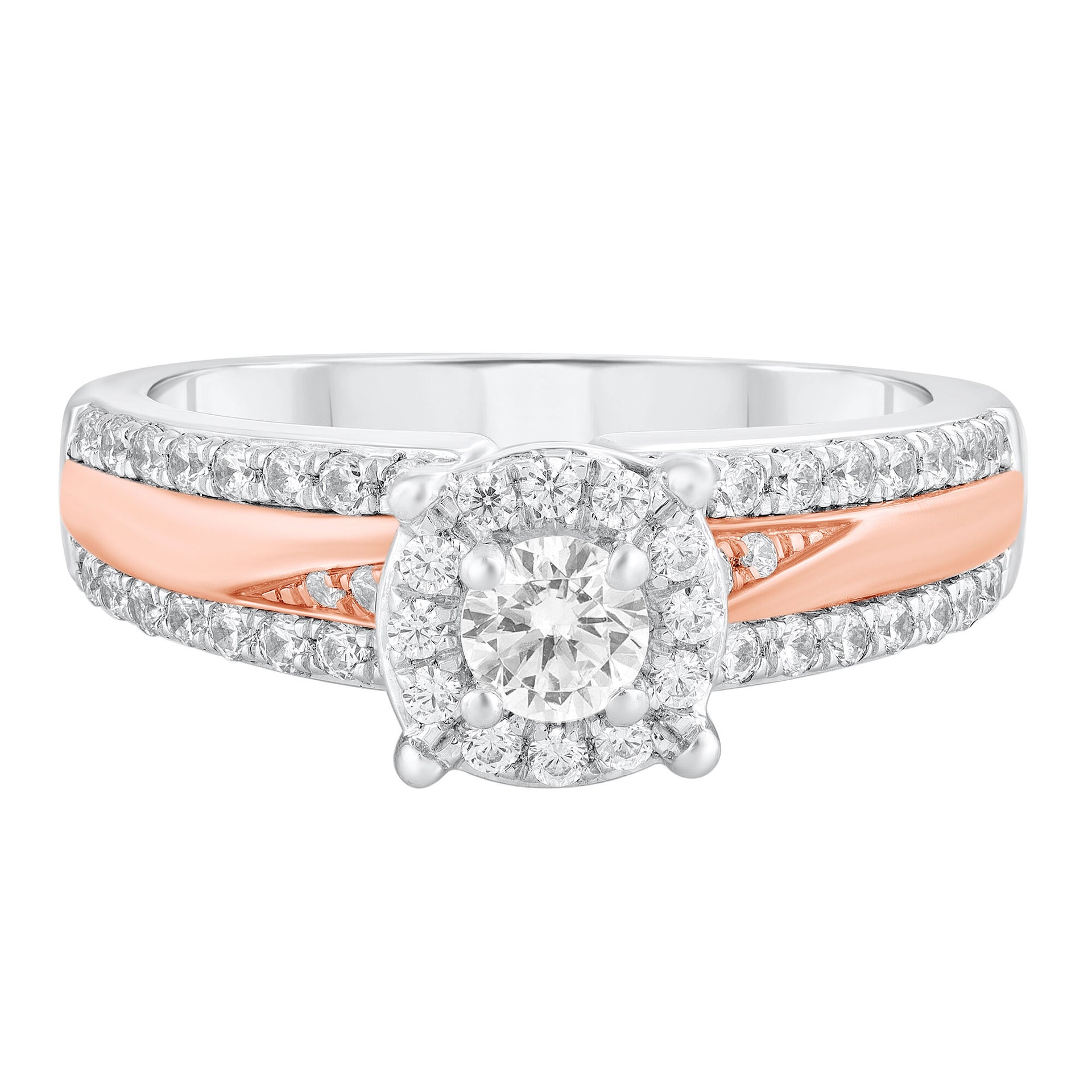 Diamond Engagement Ring in 14K White Gold and 14K Rose Gold (3/4 ct. tw.)
