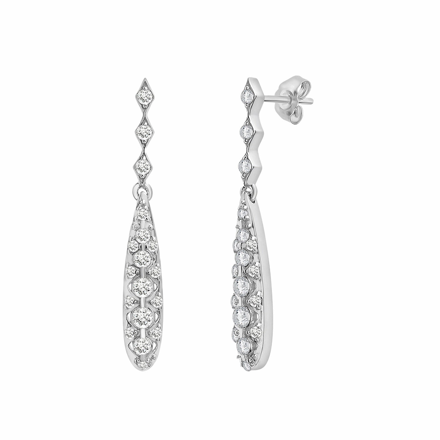Diamond Drop Earrings in 10K White Gold (1/3 ct. tw.)