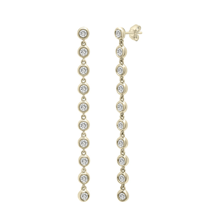 Diamond Bezel Drop Earrings in 10K Yellow Gold (1 ct. tw.)