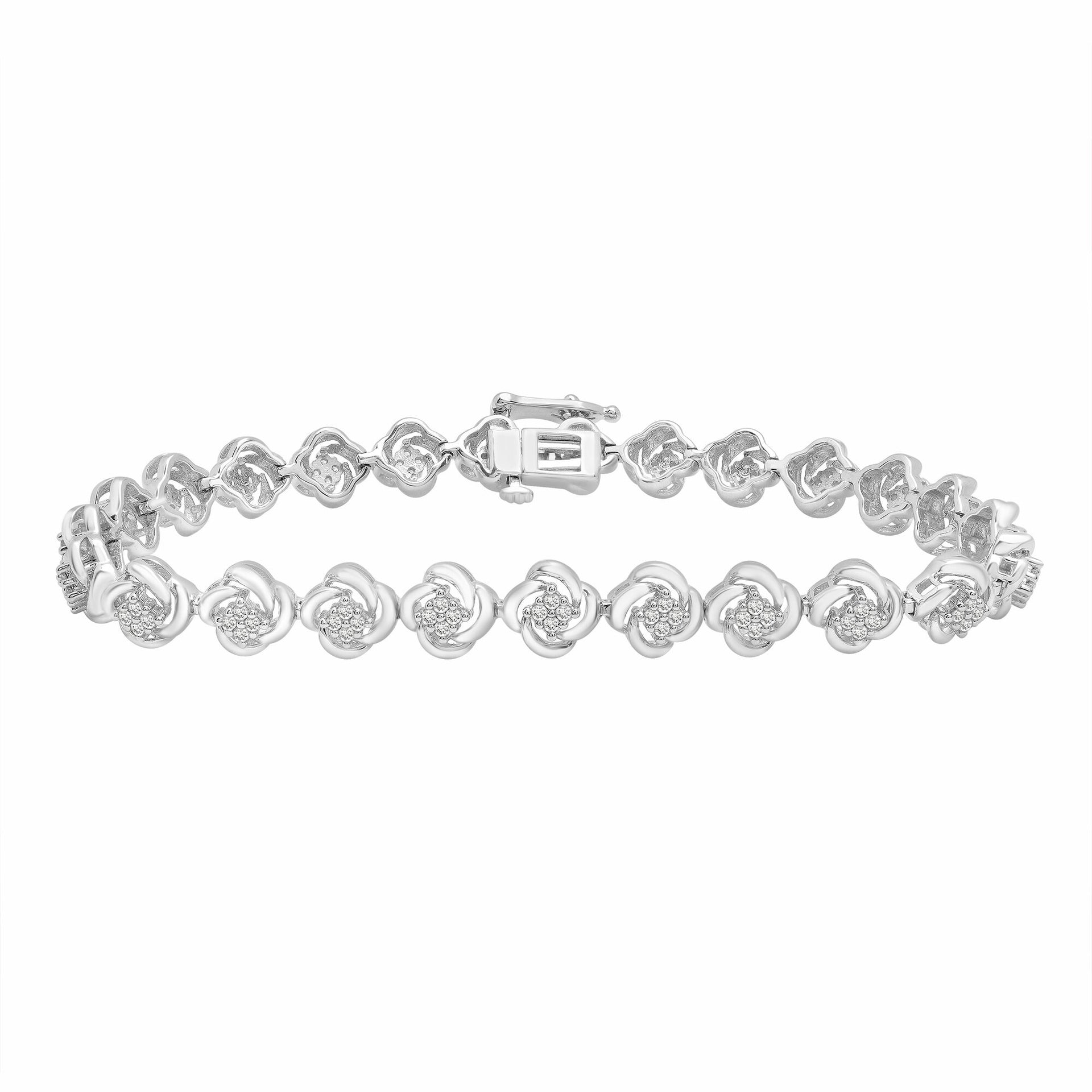 Diamond Swirl Link Bracelet in Sterling Silver (1/2 ct. tw.)