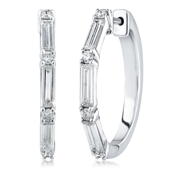 Lab Grown Diamond Hoop Earrings in 14K White Gold (1 ct. tw.)