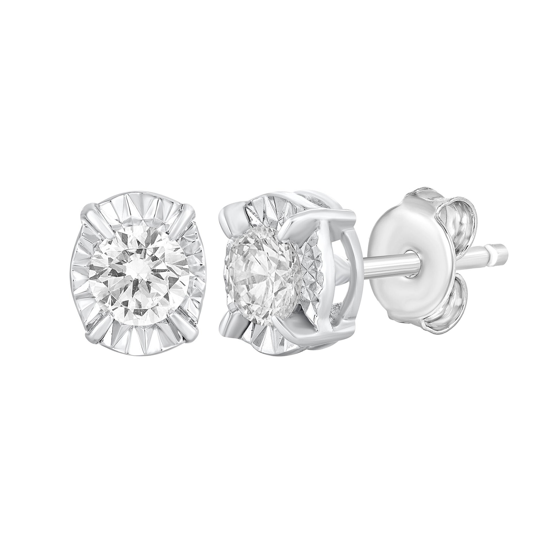 Oval Diamond Stud Earrings in 10K White Gold (1/2 ct. tw.)