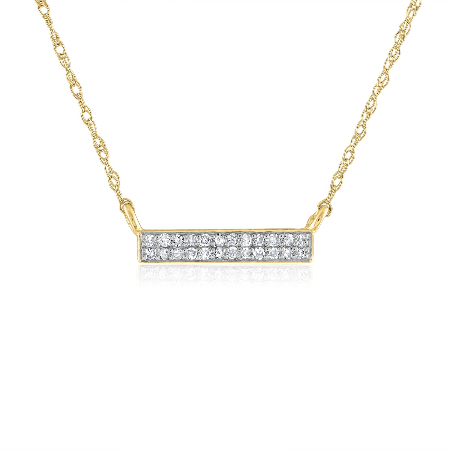 Double Row Bar Pendant with Diamond Accents in 14K Yellow Gold