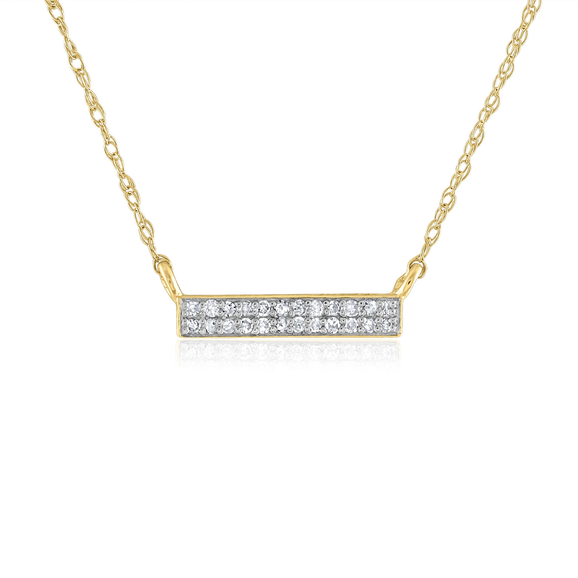 Double Row Bar Pendant with Diamond Accents in 14K Yellow Gold