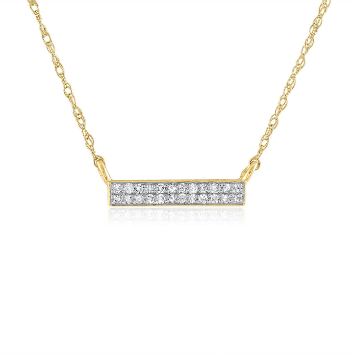 Double Row Bar Pendant with Diamond Accents in 14K Yellow Gold