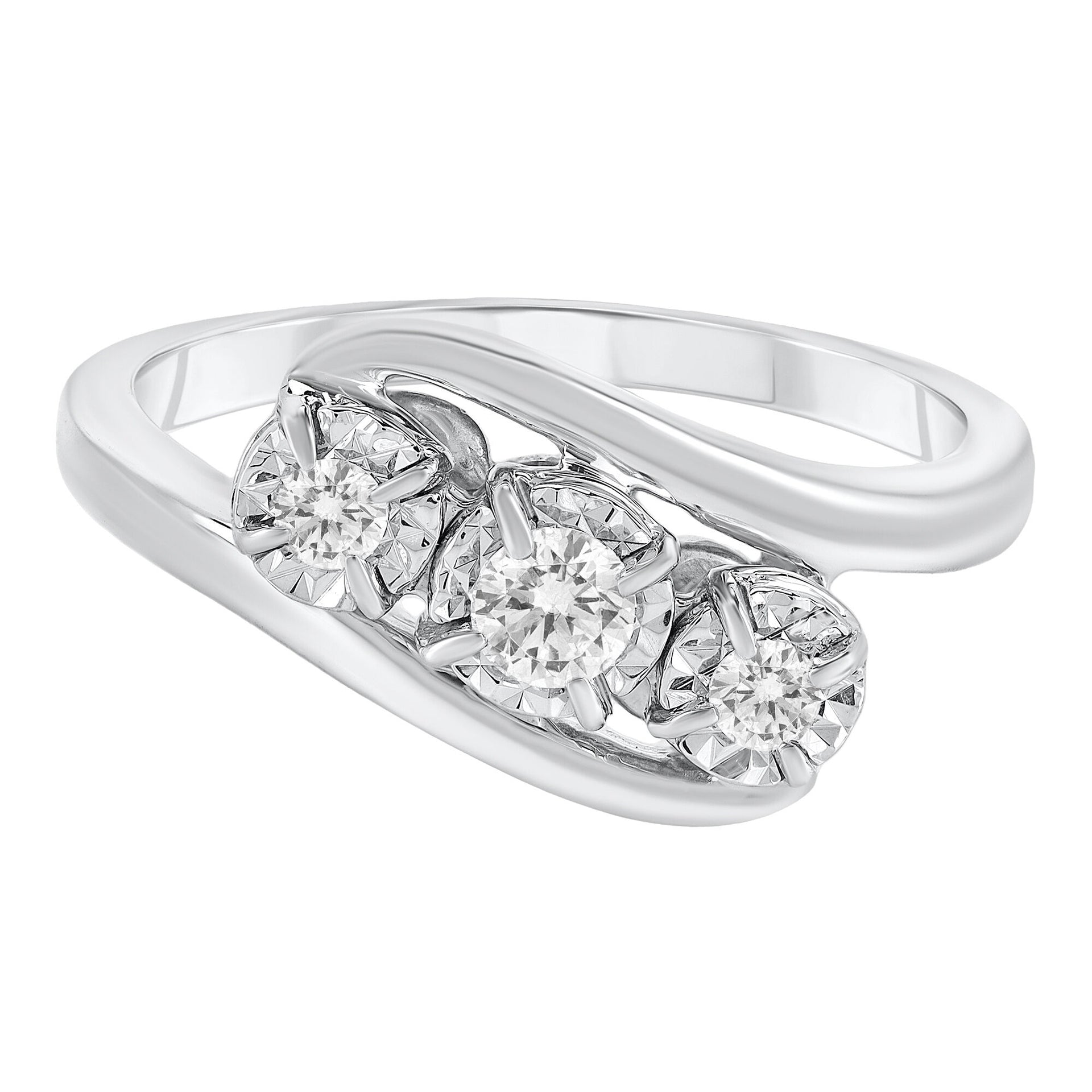 Three-Stone Diamond Ring in 10K White Gold (1/4 ct. tw.)