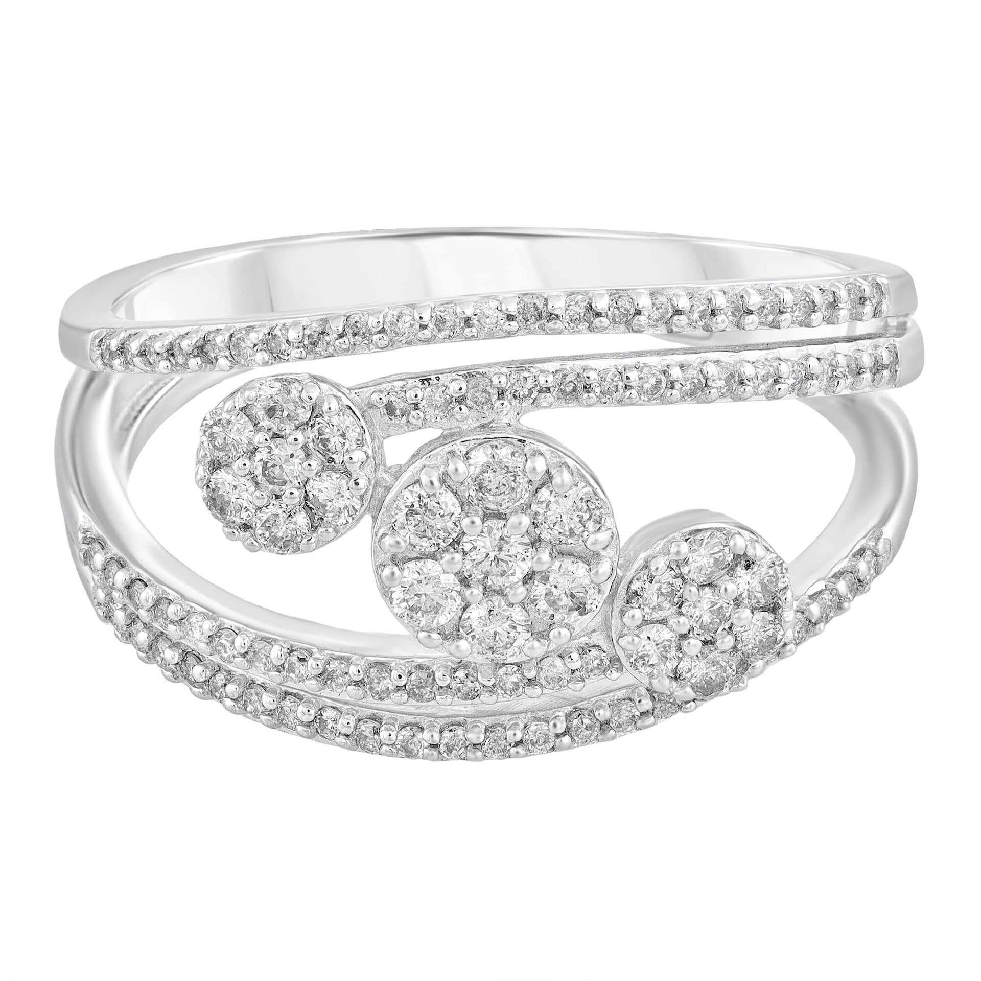 Three-Cluster Diamond Ring in 10K White Gold (1/2 ct. tw.)