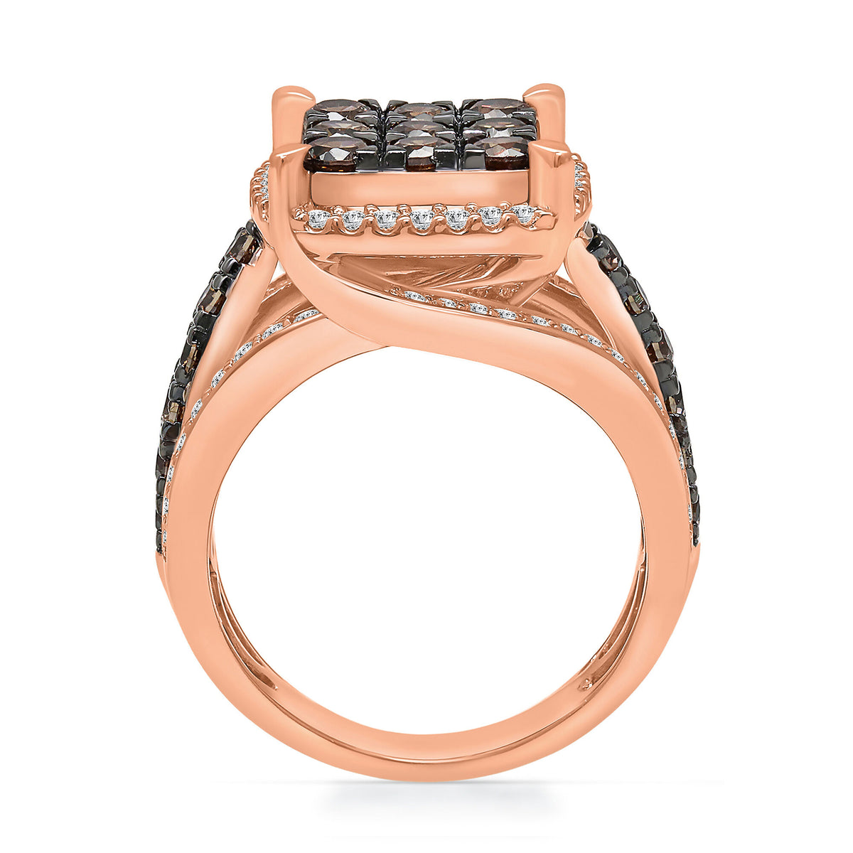 Champagne Diamond and Diamond Ring in 10K Rose Gold (2 ct. tw.)