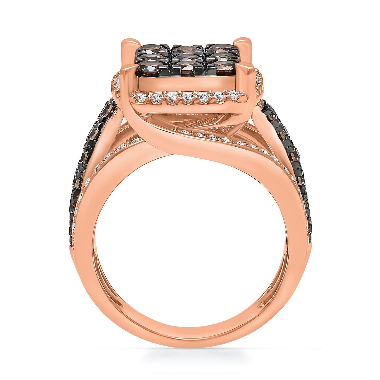 Champagne Diamond and Diamond Ring in 10K Rose Gold (2 ct. tw.)