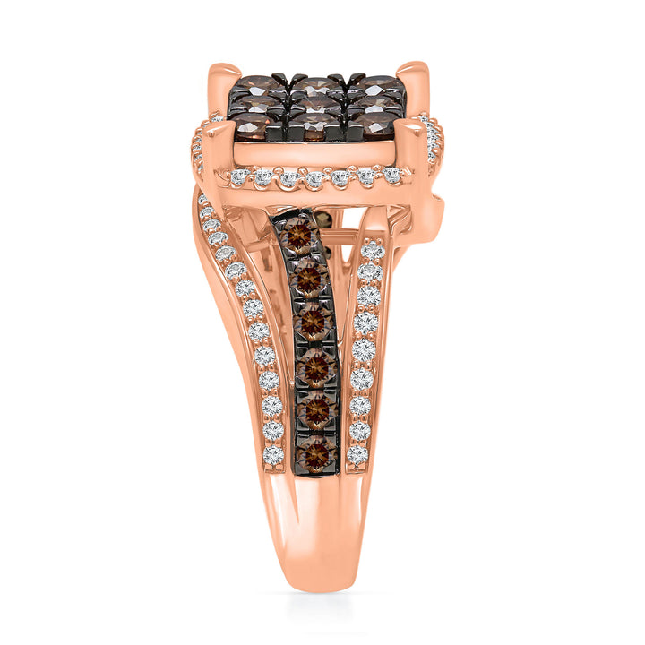 Champagne Diamond and Diamond Ring in 10K Rose Gold (2 ct. tw.)