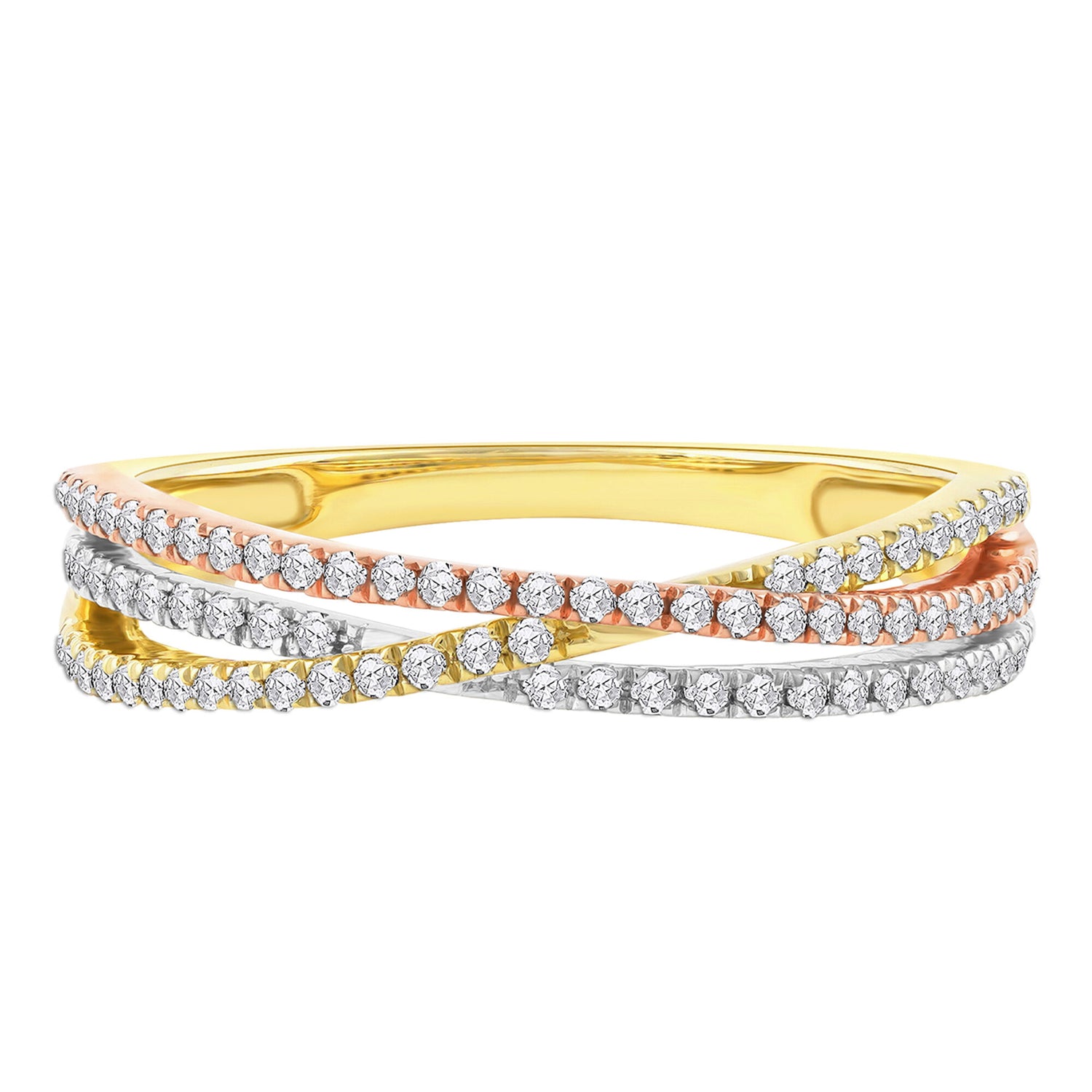 Diamond Ring in 10K Yellow, White and Rose Gold (1/4 ct. tw.)