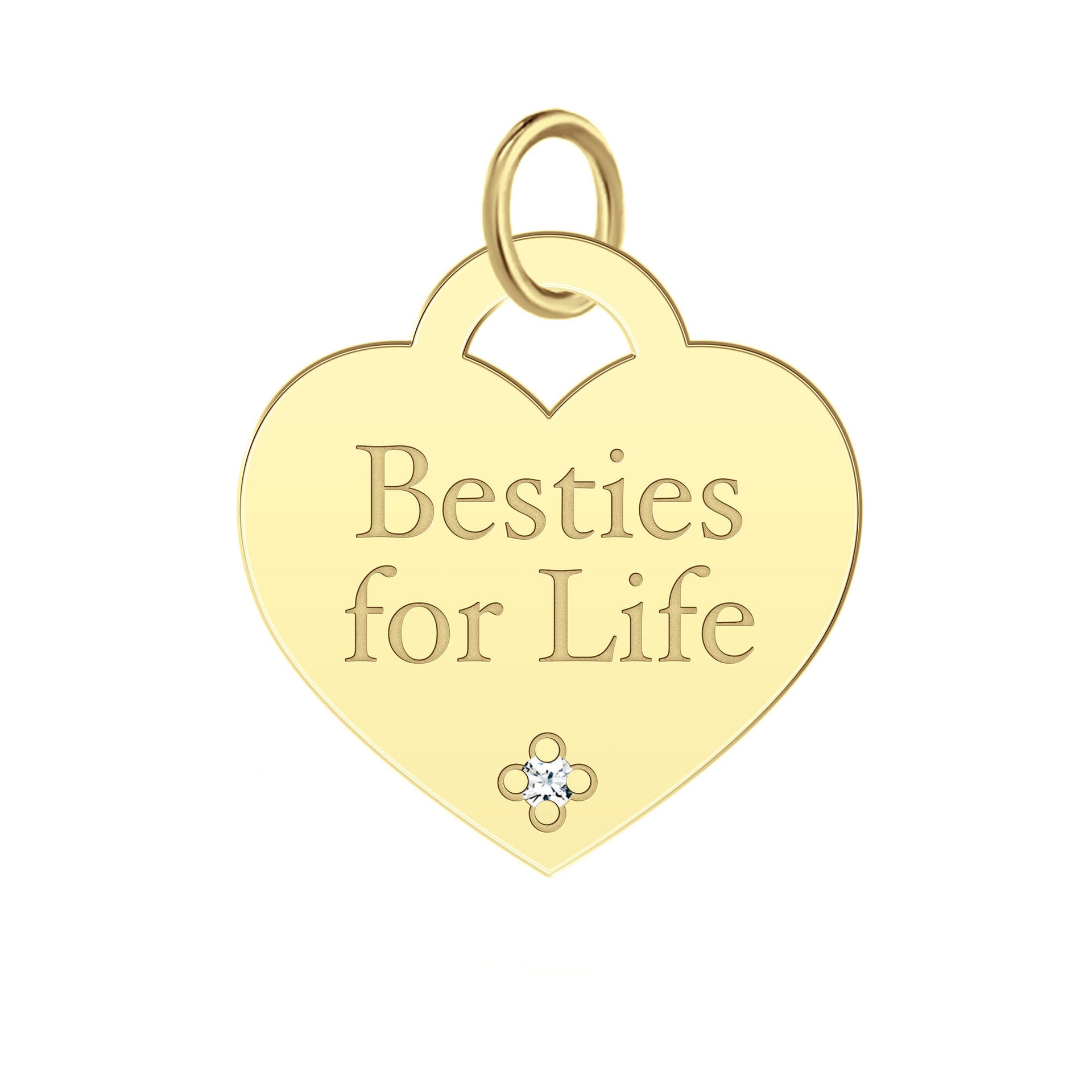 Besties For Life Heart Charm with Diamond Accent in 10K Yellow Gold
