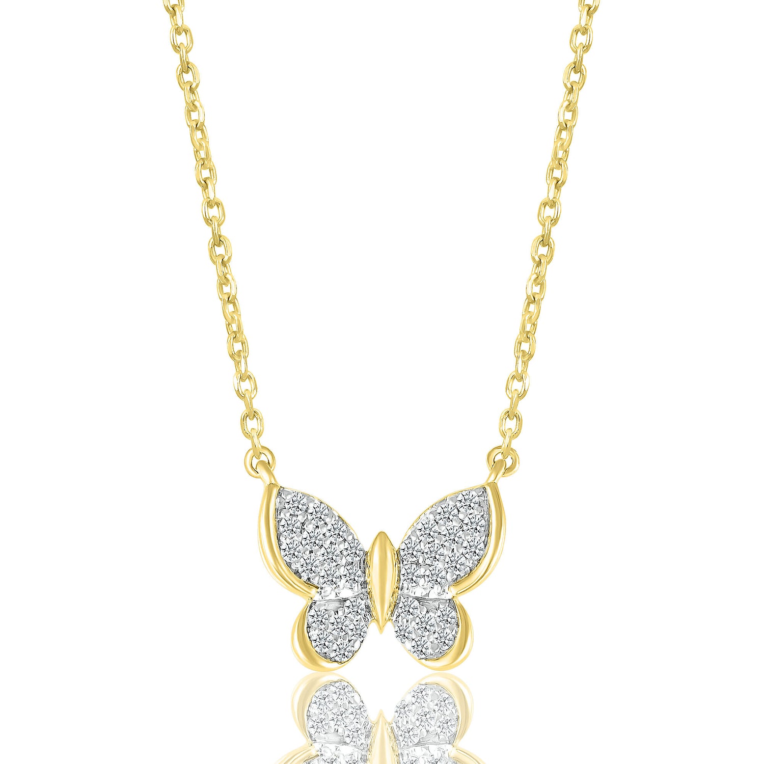 Diamond Butterfly Pendant in 10K Yellow Gold (1/7 ct. tw.)