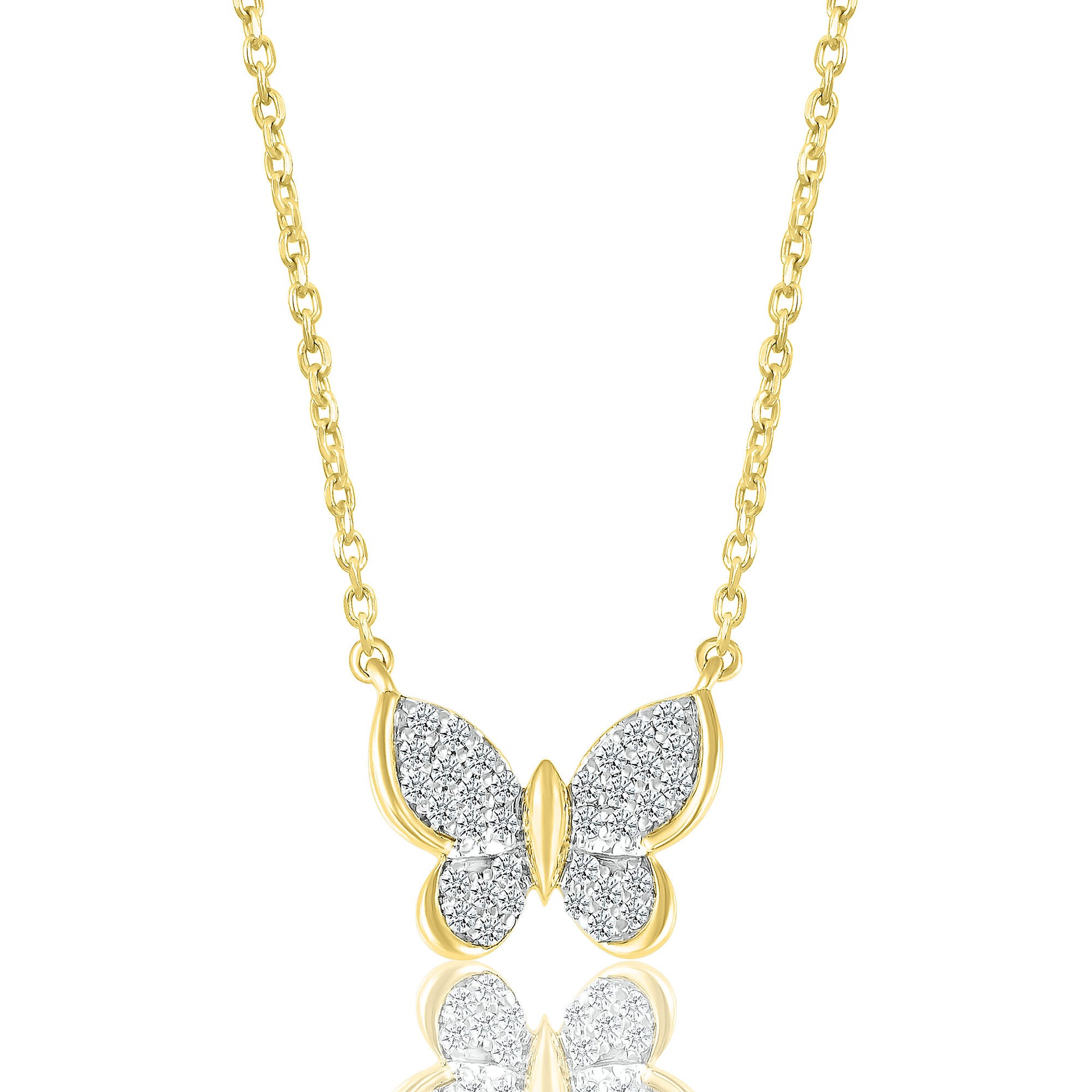 Diamond Butterfly Pendant in 10K Yellow Gold (1/7 ct. tw.)